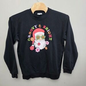 Better Together Black Santa Claus Graphic Sweatshirt Crewneck Long Sleeve Size L